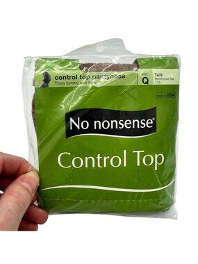 NEW No Nonsense Control Top Pantyhose Size Q Tan Reinforced Toe Lightweight